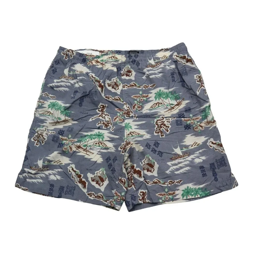 Dolphin Shorts Mens M Multicolor High Rise Tropical Hawaii Palm Trees Trunks